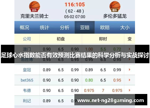足球心水指数能否有效预测比赛结果的科学分析与实战探讨 足球心水指数能否有效预测比赛结果的科学分析与实战探讨